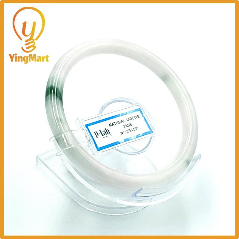 Jade Bangle 64mm PNJ Certified | Natural Color Purplish White Jade Bangle Bracelet, Real Gemstone, Gift for Women, Men, Grandma, Sister