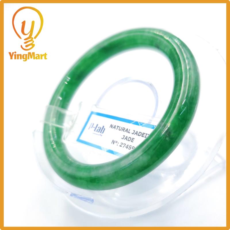 Yingmart 51mm PNJ Certified Natural Color Grey White Natural Jadeite Jade Bangle Bracelet, Real Gemstone, Gift for Her Mom Grandma Sister