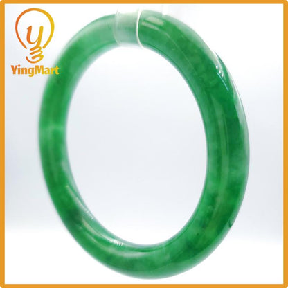 Yingmart 51mm PNJ Certified Natural Color Grey White Natural Jadeite Jade Bangle Bracelet, Real Gemstone, Gift for Her Mom Grandma Sister