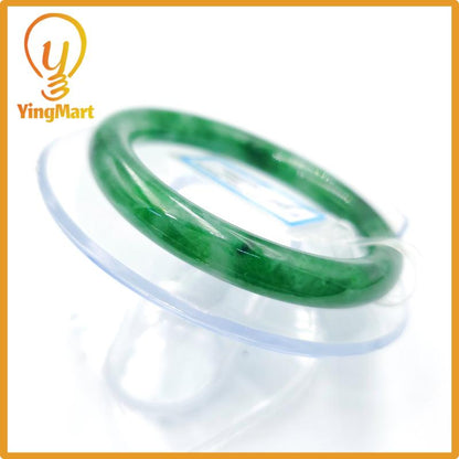 Yingmart 51mm PNJ Certified Natural Color Grey White Natural Jadeite Jade Bangle Bracelet, Real Gemstone, Gift for Her Mom Grandma Sister