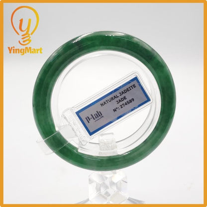 Yingmart 51mm PNJ Certified Natural Color Grey White Natural Jadeite Jade Bangle Bracelet, Real Gemstone, Gift for Her Mom Grandma Sister