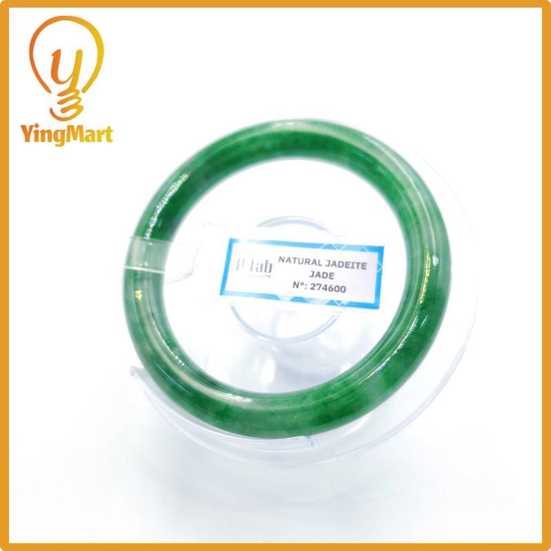 Yingmart 53mm PNJ274600 Certified Natural Color Grey White Natural Jadeite Jade Bangle Bracelet, Real Gemstone, Gift for Mom Grandma Sister