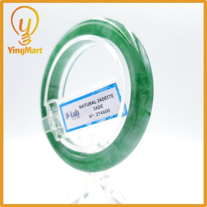 Yingmart 53mm PNJ274600 Certified Natural Color Grey White Natural Jadeite Jade Bangle Bracelet, Real Gemstone, Gift for Mom Grandma Sister