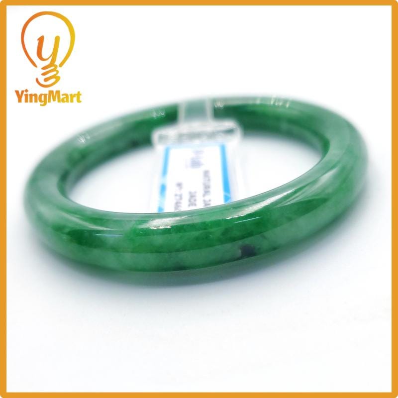 Yingmart 53mm PNJ274600 Certified Natural Color Grey White Natural Jadeite Jade Bangle Bracelet, Real Gemstone, Gift for Mom Grandma Sister