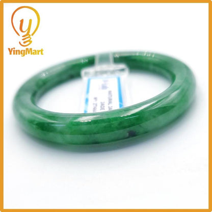 Yingmart 53mm PNJ274600 Certified Natural Color Grey White Natural Jadeite Jade Bangle Bracelet, Real Gemstone, Gift for Mom Grandma Sister