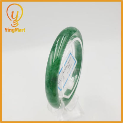 Yingmart 52mm PNJ274597 Certified Natural Color Grey White Natural Jadeite Jade Bangle Bracelet, Real Gemstone, Gift for Mom Grandma Sister