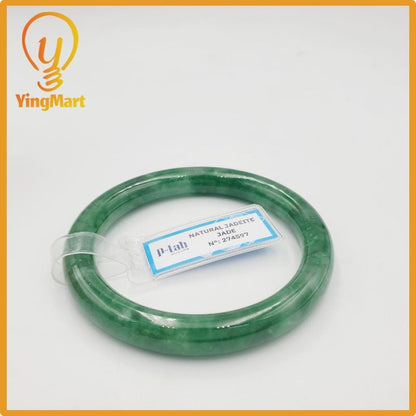 Yingmart 52mm PNJ274597 Certified Natural Color Grey White Natural Jadeite Jade Bangle Bracelet, Real Gemstone, Gift for Mom Grandma Sister