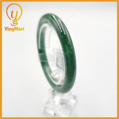 Yingmart 53mm PNJ274593 Certified Natural Color Grey White Natural Jadeite Jade Bangle Bracelet, Real Gemstone, Gift for Mom Grandma Sister