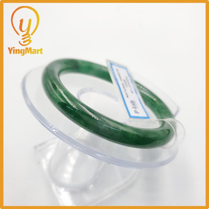 Yingmart 53mm PNJ274593 Certified Natural Color Grey White Natural Jadeite Jade Bangle Bracelet, Real Gemstone, Gift for Mom Grandma Sister