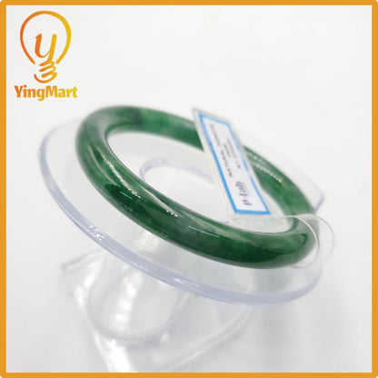 Yingmart 53mm PNJ274593 Certified Natural Color Grey White Natural Jadeite Jade Bangle Bracelet, Real Gemstone, Gift for Mom Grandma Sister