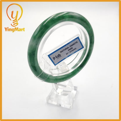 Yingmart 53mm PNJ274593 Certified Natural Color Grey White Natural Jadeite Jade Bangle Bracelet, Real Gemstone, Gift for Mom Grandma Sister
