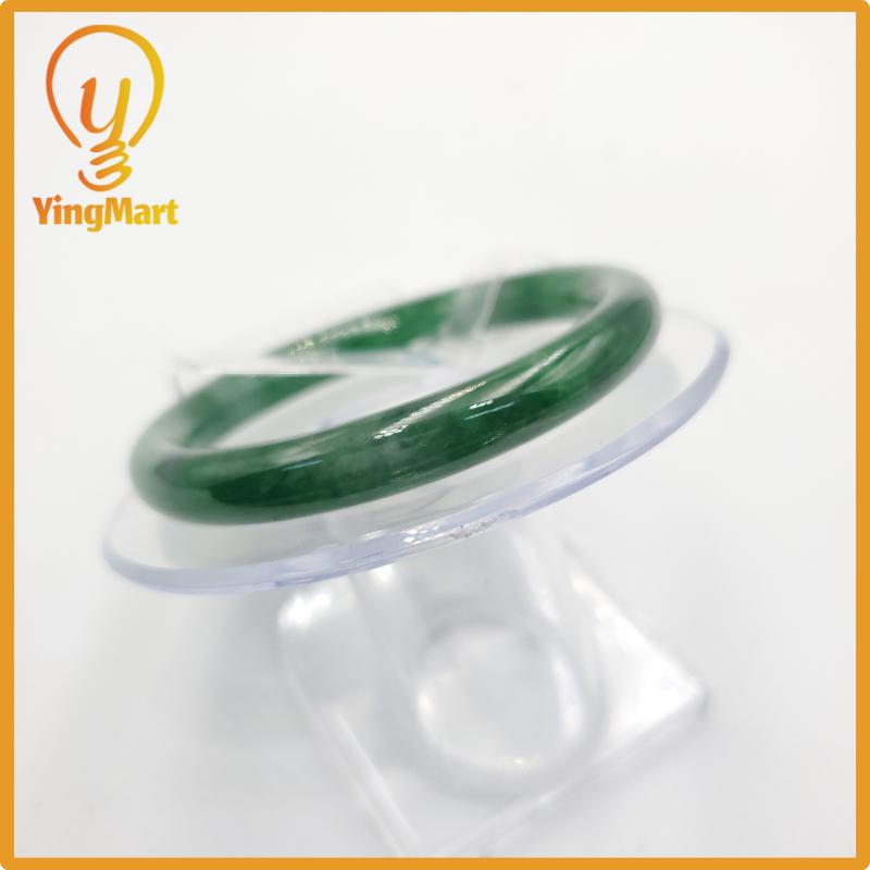 Yingmart 53mm PNJ274593 Certified Natural Color Grey White Natural Jadeite Jade Bangle Bracelet, Real Gemstone, Gift for Mom Grandma Sister