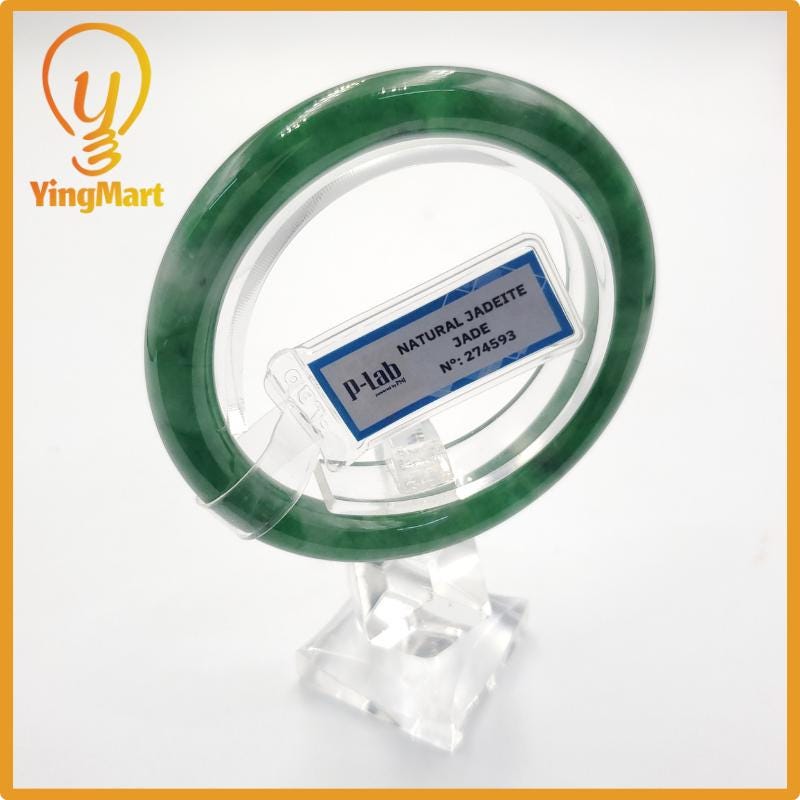 Yingmart 53mm PNJ274593 Certified Natural Color Grey White Natural Jadeite Jade Bangle Bracelet, Real Gemstone, Gift for Mom Grandma Sister