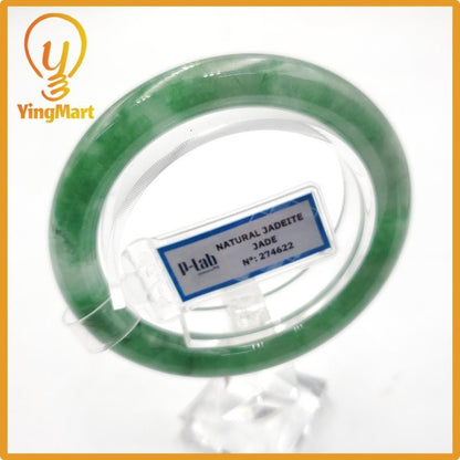 Yingmart 53mm PNJ274622 Certified Natural Color Grey White Natural Jadeite Jade Bangle Bracelet, Real Gemstone, Gift for Mom Grandma Sister