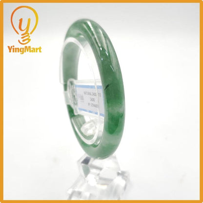 Yingmart 53mm PNJ274603 Certified Natural Color Grey White Natural Jadeite Jade Bangle Bracelet, Real Gemstone, Gift for Mom Grandma Sister