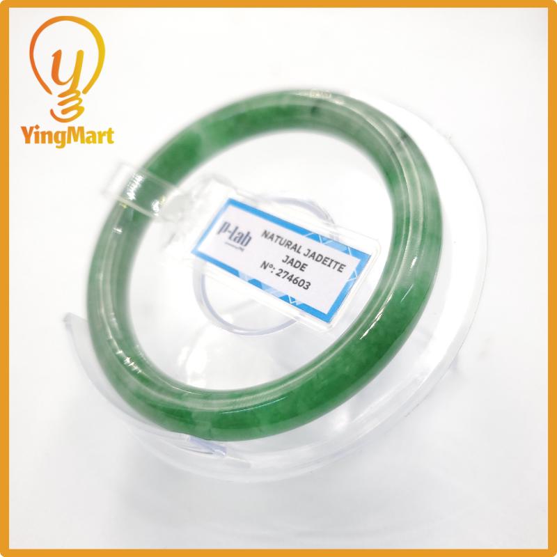 Yingmart 53mm PNJ274603 Certified Natural Color Grey White Natural Jadeite Jade Bangle Bracelet, Real Gemstone, Gift for Mom Grandma Sister