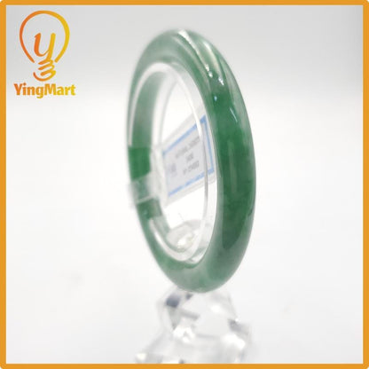 Yingmart 51mm PNJ Certified Natural Color Grey White Natural Jadeite Jade Bangle Bracelet, Real Gemstone, Gift for Her Mom Grandma Sister