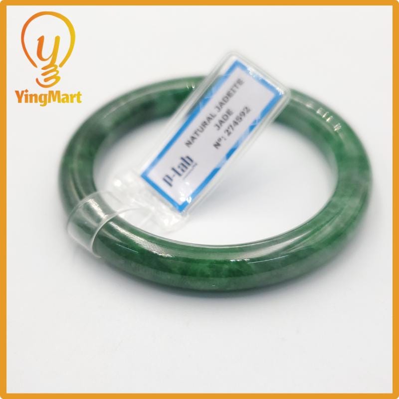 Yingmart 53mm PNJ274592 Certified Natural Color Grey White Natural Jadeite Jade Bangle Bracelet, Real Gemstone, Gift for Mom Grandma Sister
