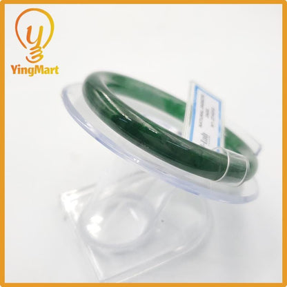 Yingmart 53mm PNJ274592 Certified Natural Color Grey White Natural Jadeite Jade Bangle Bracelet, Real Gemstone, Gift for Mom Grandma Sister