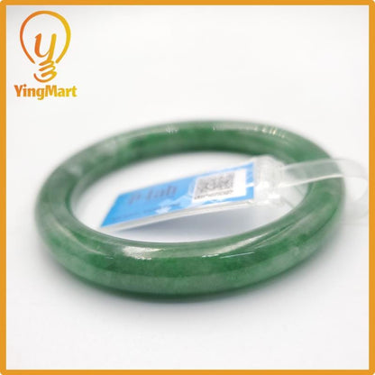 Yingmart 53mm PNJ274621 Certified Natural Color Grey White Natural Jadeite Jade Bangle Bracelet, Real Gemstone, Gift for Mom Grandma Sister