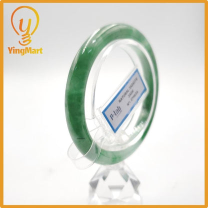 Yingmart 53mm PNJ274616 Certified Natural Color Grey White Natural Jadeite Jade Bangle Bracelet, Real Gemstone, Gift for Mom Grandma Sister