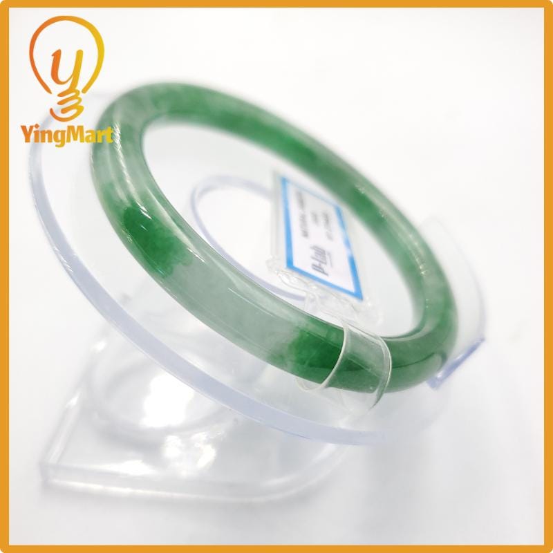 Yingmart 53mm PNJ274616 Certified Natural Color Grey White Natural Jadeite Jade Bangle Bracelet, Real Gemstone, Gift for Mom Grandma Sister