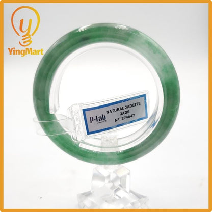 Yingmart 53mm PNJ274647 Certified Natural Color Grey White Natural Jadeite Jade Bangle Bracelet, Real Gemstone, Gift for Mom Grandma Sister