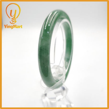 Yingmart 55mm PNJ Certified Natural Color Grey White Natural Jadeite Jade Bangle Bracelet, Real Gemstone, Gift for Her Mom Grandma Sister