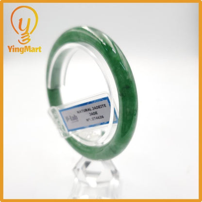 Yingmart 55mm PNJ Certified Natural Color Grey White Natural Jadeite Jade Bangle Bracelet, Real Gemstone, Gift for Her Mom Grandma Sister