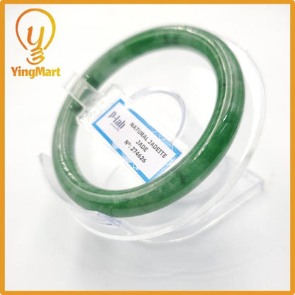 Yingmart 55mm PNJ Certified Natural Color Grey White Natural Jadeite Jade Bangle Bracelet, Real Gemstone, Gift for Her Mom Grandma Sister