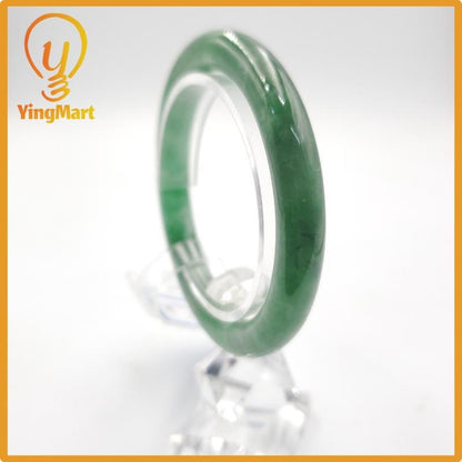 Yingmart 53mm PNJ274549 Certified Natural Color Grey White Natural Jadeite Jade Bangle Bracelet, Real Gemstone, Gift for Mom Grandma Sister