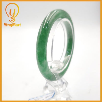 Yingmart 53mm PNJ274549 Certified Natural Color Grey White Natural Jadeite Jade Bangle Bracelet, Real Gemstone, Gift for Mom Grandma Sister