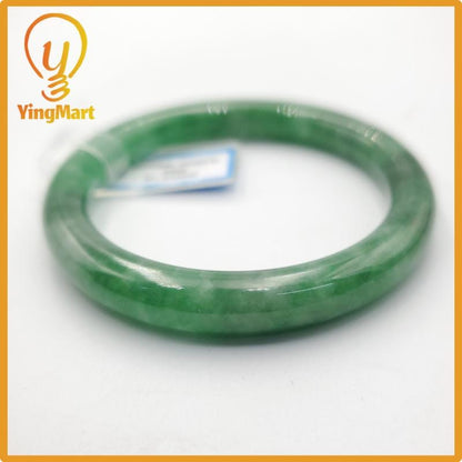 Yingmart 53mm PNJ274549 Certified Natural Color Grey White Natural Jadeite Jade Bangle Bracelet, Real Gemstone, Gift for Mom Grandma Sister