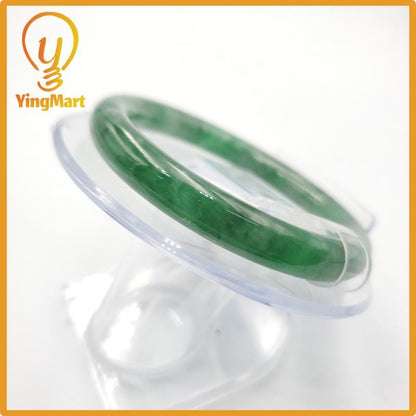 Yingmart 53mm PNJ274546 Certified Natural Color Grey White Natural Jadeite Jade Bangle Bracelet, Real Gemstone, Gift for Mom Grandma Sister