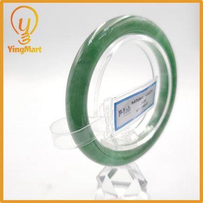 Yingmart 53mm PNJ274641 Certified Natural Color Grey White Natural Jadeite Jade Bangle Bracelet, Real Gemstone, Gift for Mom Grandma Sister