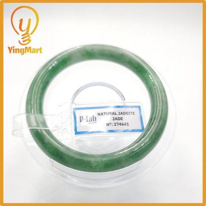 Yingmart 53mm PNJ274641 Certified Natural Color Grey White Natural Jadeite Jade Bangle Bracelet, Real Gemstone, Gift for Mom Grandma Sister