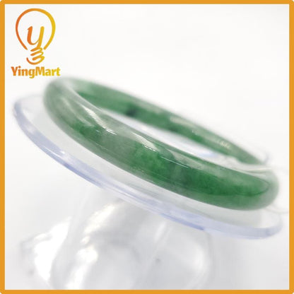 Yingmart 53mm PNJ274641 Certified Natural Color Grey White Natural Jadeite Jade Bangle Bracelet, Real Gemstone, Gift for Mom Grandma Sister