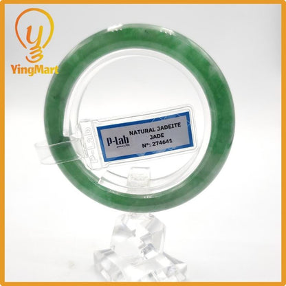 Yingmart 53mm PNJ274641 Certified Natural Color Grey White Natural Jadeite Jade Bangle Bracelet, Real Gemstone, Gift for Mom Grandma Sister