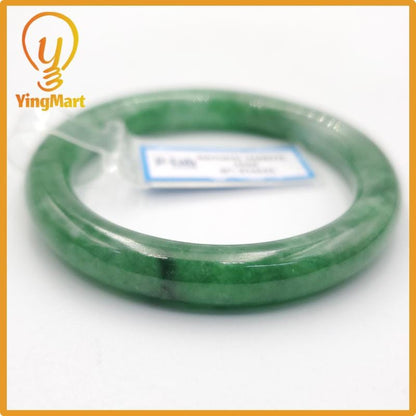 Yingmart 51mm PNJ Certified Natural Color Grey White Natural Jadeite Jade Bangle Bracelet, Real Gemstone, Gift for Her Mom Grandma Sister