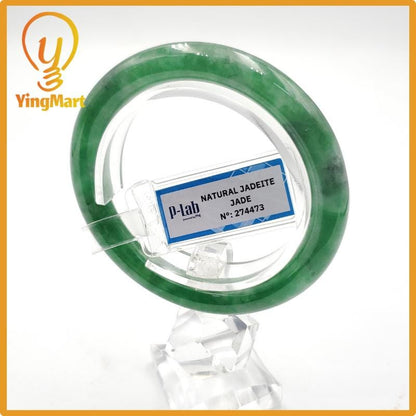Yingmart 52mm PNJ274473 Certified Natural Color Grey White Natural Jadeite Jade Bangle Bracelet, Real Gemstone, Gift for Mom Grandma Sister