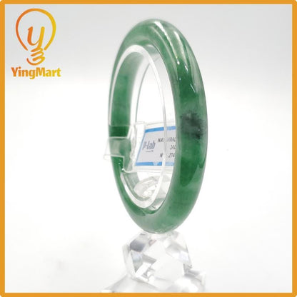 Yingmart 52mm PNJ274473 Certified Natural Color Grey White Natural Jadeite Jade Bangle Bracelet, Real Gemstone, Gift for Mom Grandma Sister