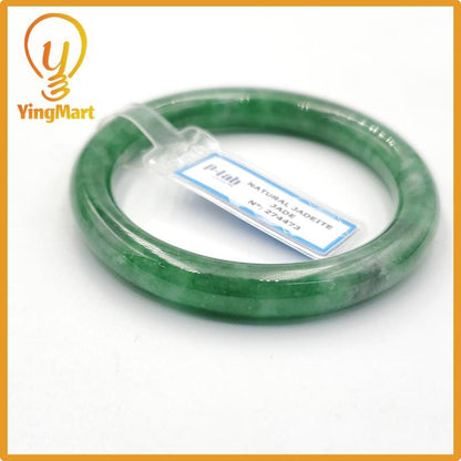 Yingmart 52mm PNJ274473 Certified Natural Color Grey White Natural Jadeite Jade Bangle Bracelet, Real Gemstone, Gift for Mom Grandma Sister