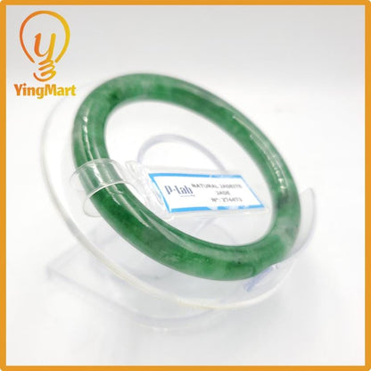 Yingmart 52mm PNJ274473 Certified Natural Color Grey White Natural Jadeite Jade Bangle Bracelet, Real Gemstone, Gift for Mom Grandma Sister