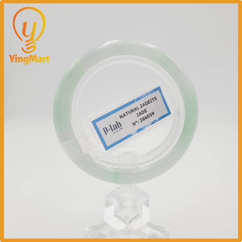 Yingmart 48mm PNJ Certified Natural Color White Natural Jadeite Jade Bangle Bracelet, Real Gemstone, Gift for Her Mom Grandma Sister