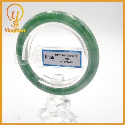 Yingmart 53mm PNJ274645 Certified Natural Color Grey White Natural Jadeite Jade Bangle Bracelet, Real Gemstone, Gift for Mom Grandma Sister
