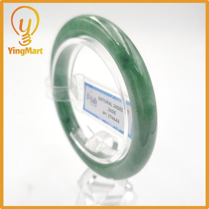Yingmart 53mm PNJ274645 Certified Natural Color Grey White Natural Jadeite Jade Bangle Bracelet, Real Gemstone, Gift for Mom Grandma Sister