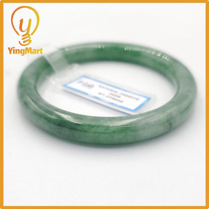 Yingmart 53mm PNJ274645 Certified Natural Color Grey White Natural Jadeite Jade Bangle Bracelet, Real Gemstone, Gift for Mom Grandma Sister