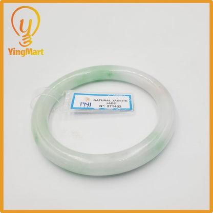 Yingmart 58mm PNJ Certified Natural Color Grey White Natural Jadeite Jade Bangle Bracelet, Real Gemstone, Gift for Her Mom Grandma Sister