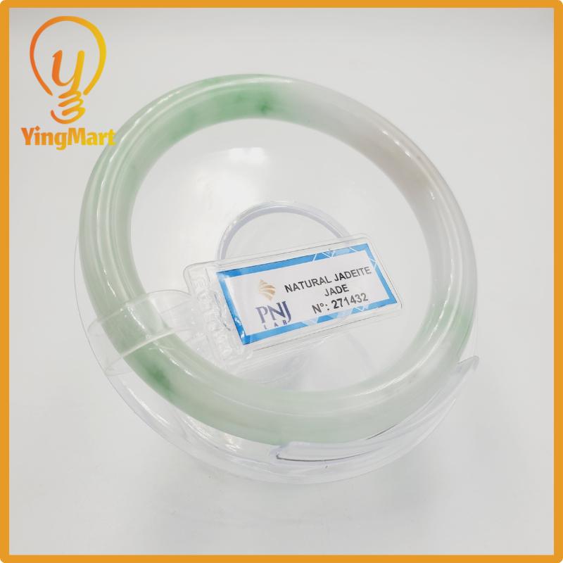 Yingmart 58mm PNJ Certified Natural Color Grey White Natural Jadeite Jade Bangle Bracelet, Real Gemstone, Gift for Her Mom Grandma Sister