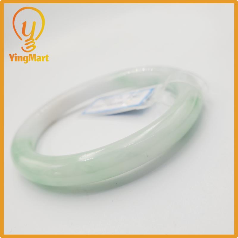 Yingmart 58mm PNJ Certified Natural Color Grey White Natural Jadeite Jade Bangle Bracelet, Real Gemstone, Gift for Her Mom Grandma Sister